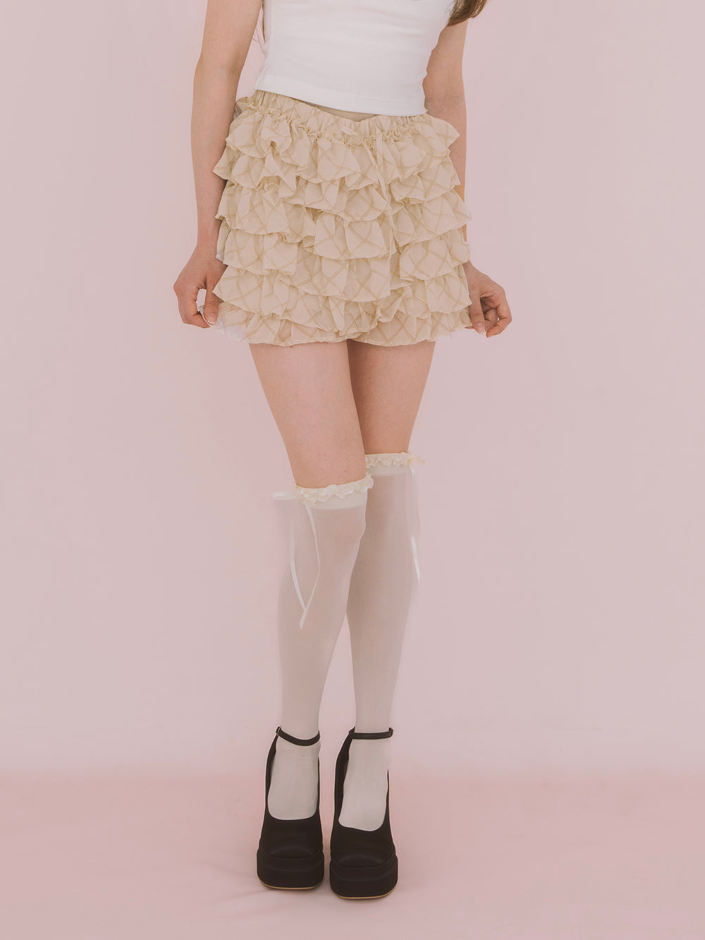 チェックティアードミニスカート